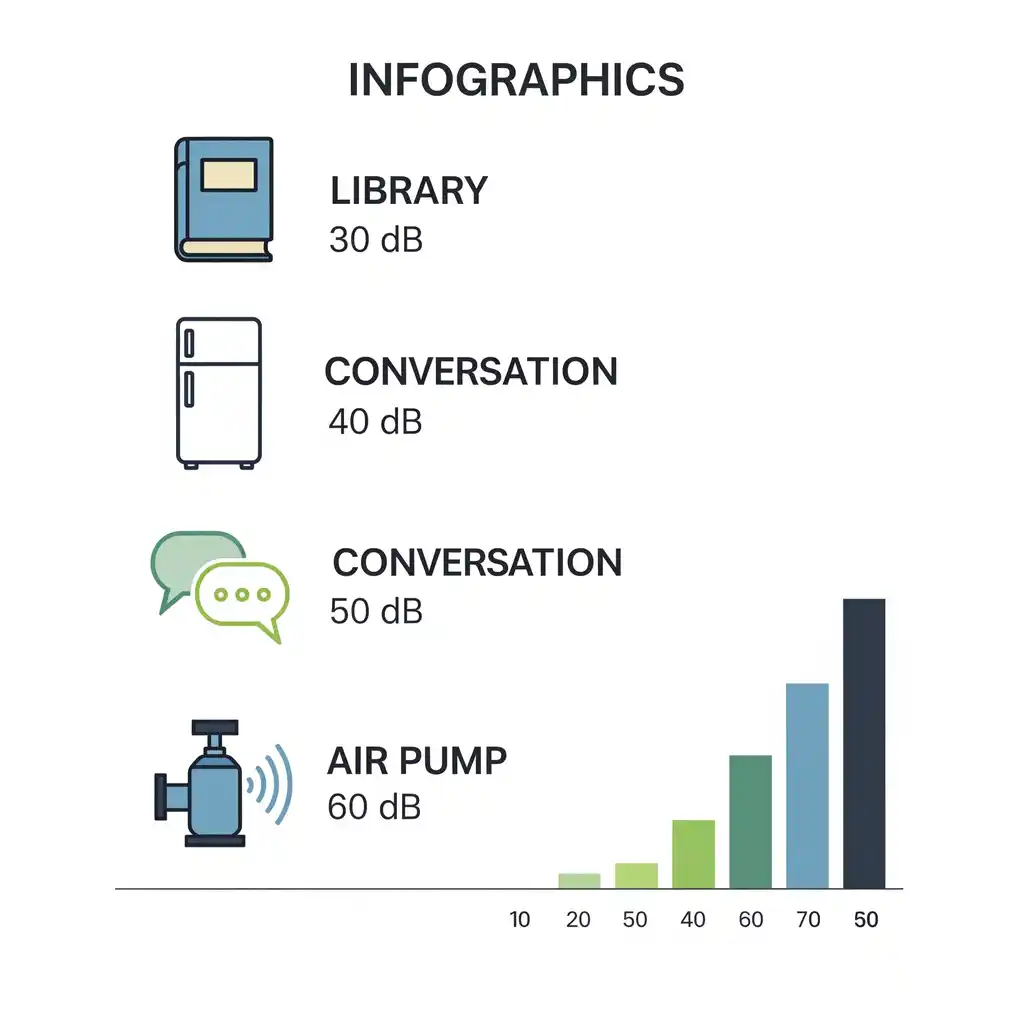 DWC Air Pumps 2025: Silence Your Grow Room Without 2 a morden Infographic comparing decibel levels