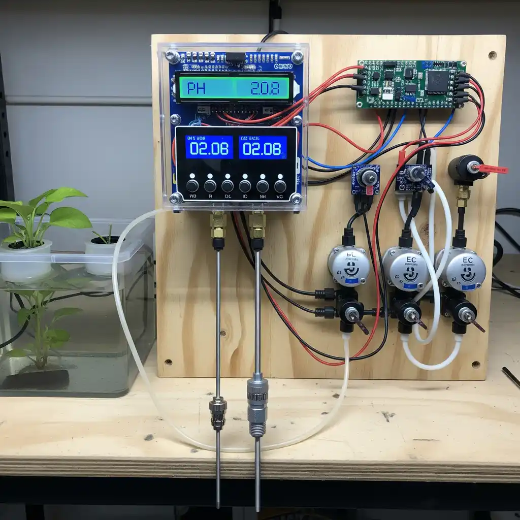 Best Hydroponic Controllers Under $200: A Tested Guide 1 Budget hydroponic controller setup with pH and EC probes for automation