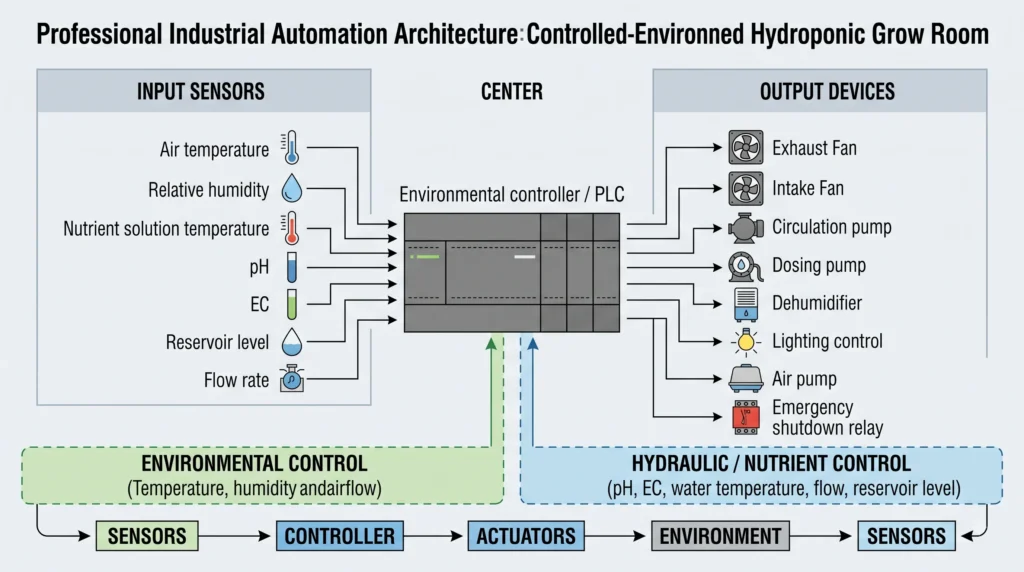 Advanced Grow Room Engineering: Ventilation & Design 10 Hydroponic control system integrating pH, EC, temperature and environmental sensors