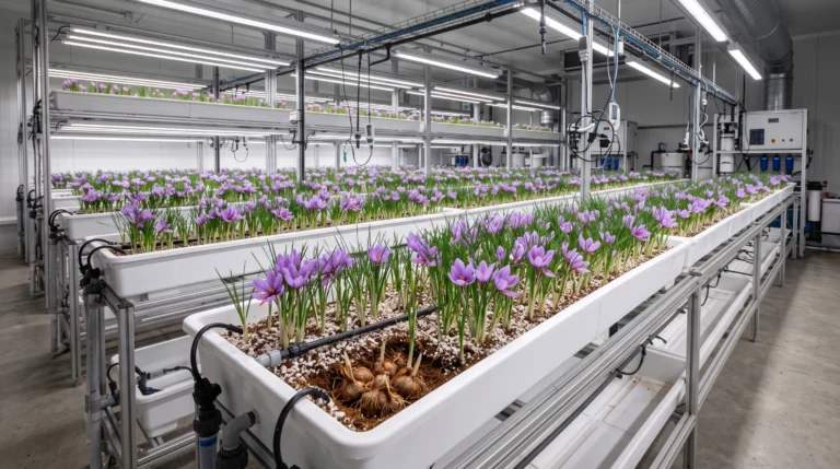 Advanced Hydroponic Saffron Cultivation: Systems, Corms, and Nutrients