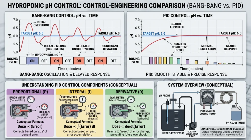 PID and bang-bang control comparison for automated hydroponic pH dosing